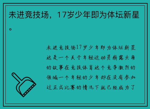 未进竞技场，17岁少年即为体坛新星。
